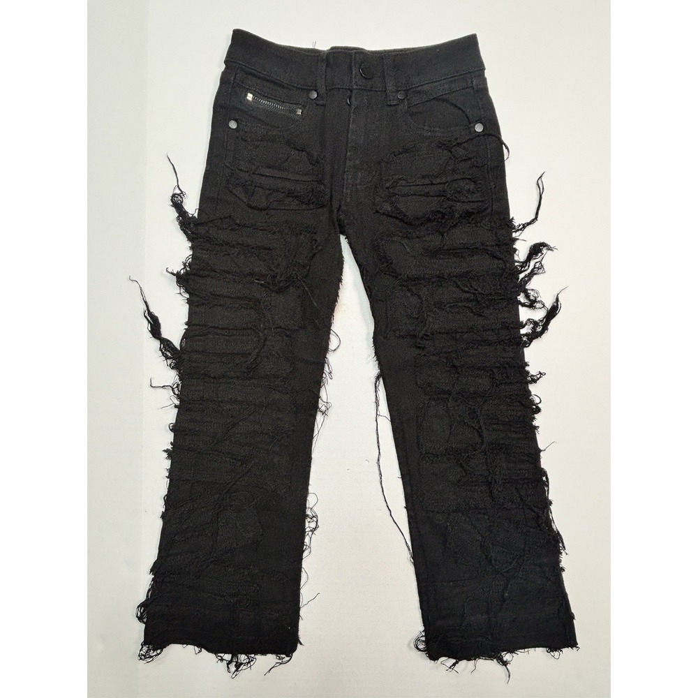 Y2K Rockstar Original‎ Distressed Jeans Kids Size 3 Black Ripped Raw Hem